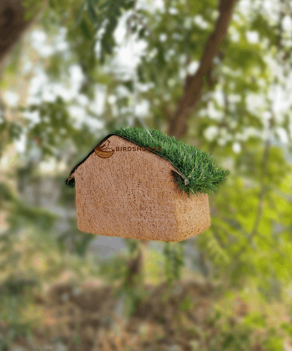 Eco-Friendly Coconut Coir Green-Roof Double-Chamber Birdhouse